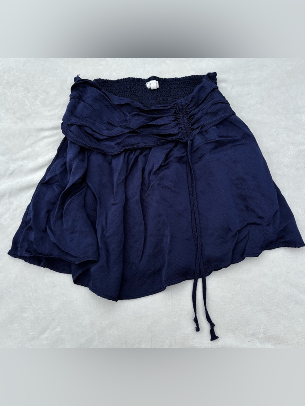 aerie Navy Blue Smocked-Waist Skater Skirt